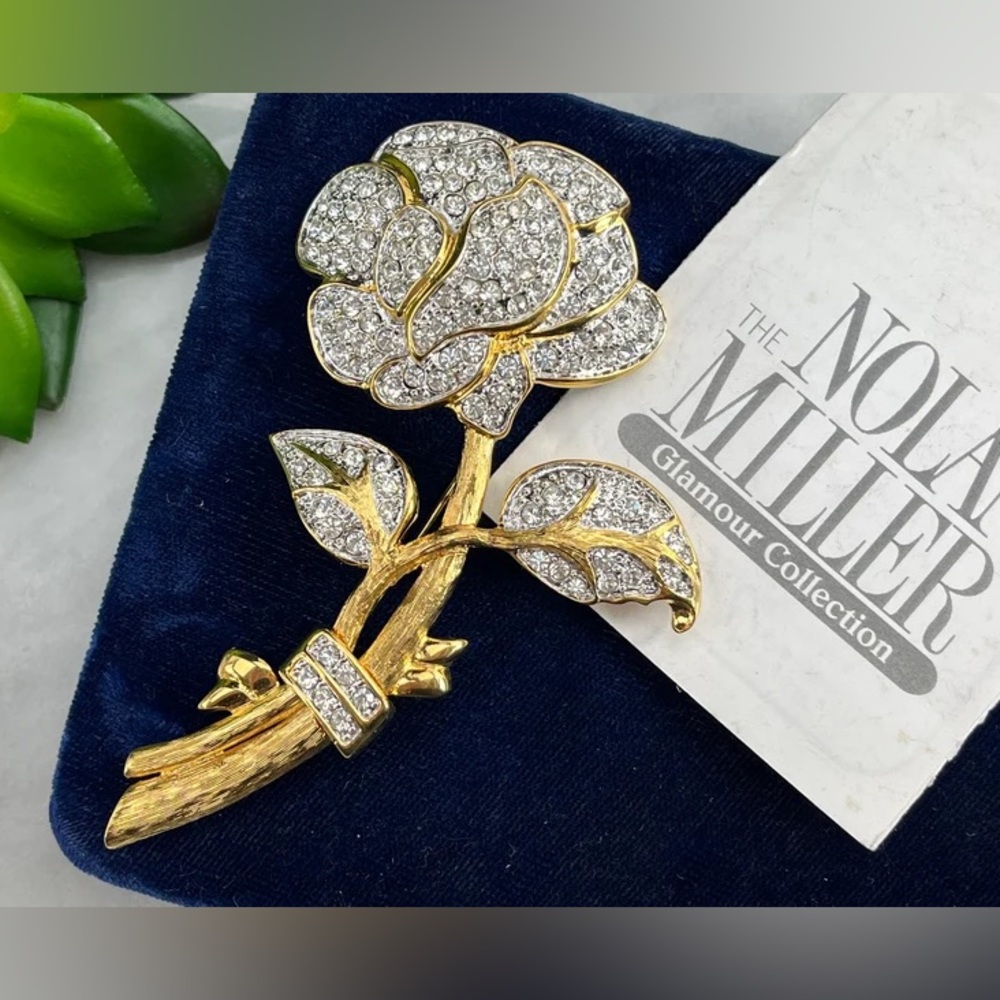 Authentic Rhinestone Rose Brooch - Picture 6 of 6